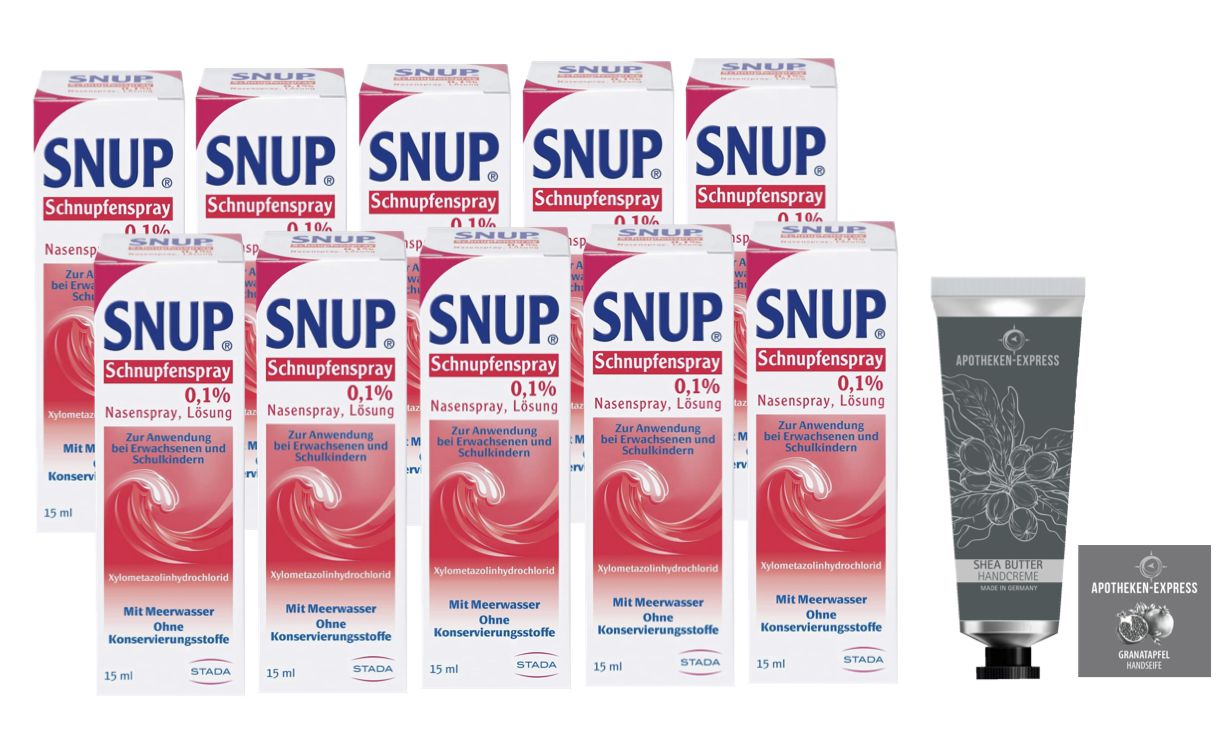Snup Schnupfenspray 10 x 15 ml inkl. einer Handcreme oder Handseife von Apotheken-Express